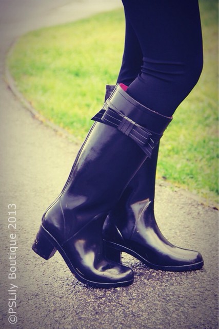 kate spade black bow rain boots 