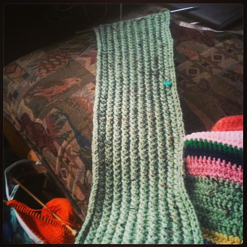 Yesterday's progress in the scarf.  I almost doubled it.  #knitting #etsy