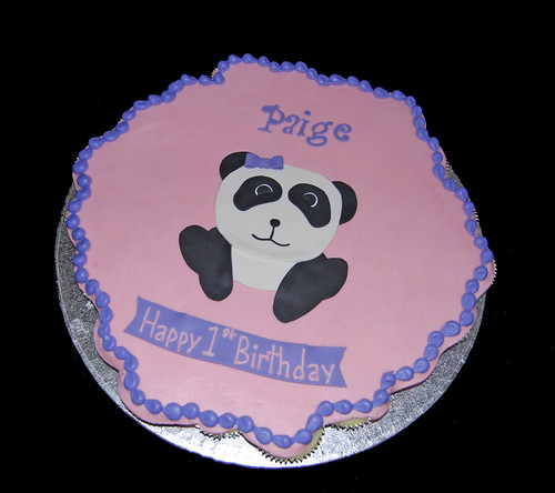 pink and purple 1st birthday panda cupcake cake