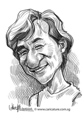 digital caricature sketch of Jackie Chan