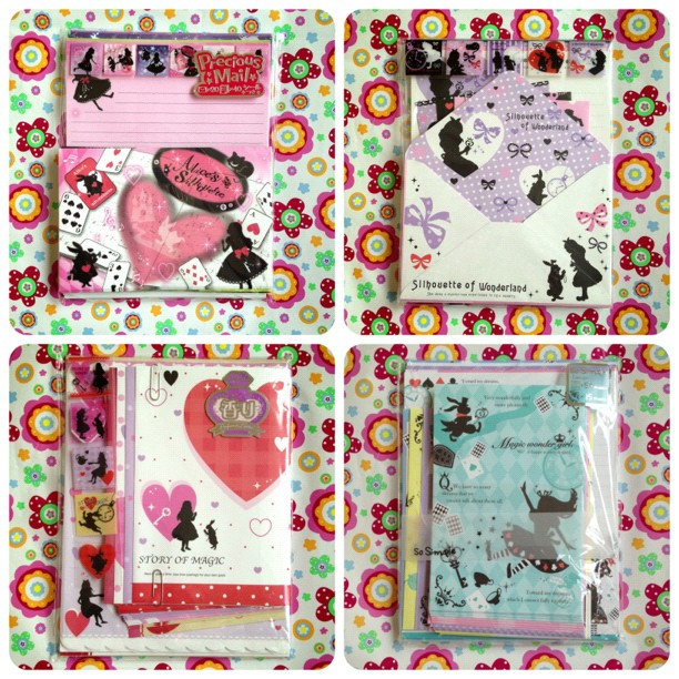 Choosing a book theme set but which one shall I write on? #alice #aliceinwonderland #silhouette #letterset #heart #spades #diamonds #club #book #character