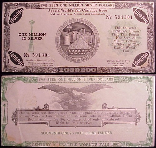 1962 Seattle Million Dollar cetificate