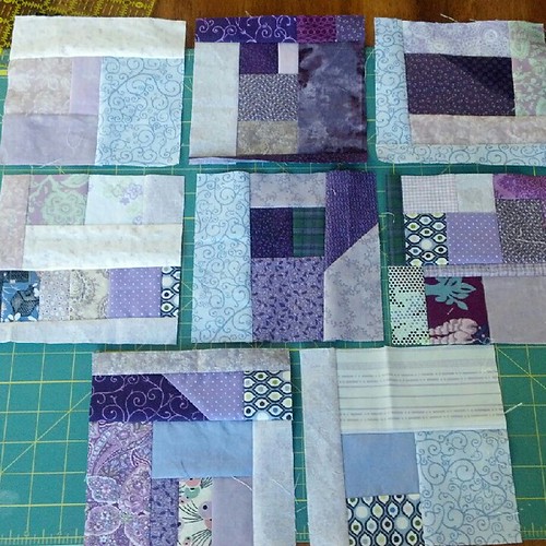 8 purple scrap blocks