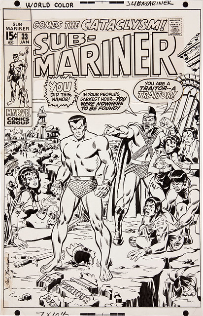 Sub-Mariner 33 1971 original cover art by Sal Buscema