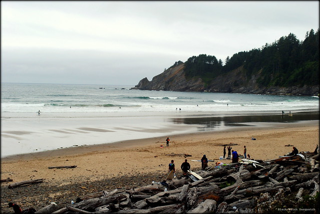 Surfers at Smuggler's Cove - Oswald West State Park