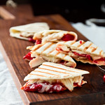 Turkey Quesadillas with Chipotle Cranberry Sauce