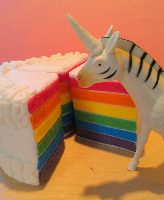 Zebracorn and rainbow cake