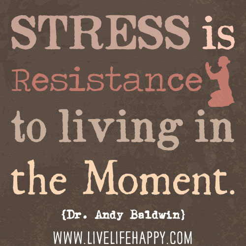 Stress is resistance to living in the moment. -Dr. Andy Baldwin
