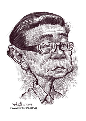 digital caricature sketch of Wong Gan Seng