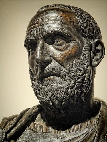Another closeup of a Bust of Lucius Junius Brutus one of the first co-consuls of the Roman Republic by Ludovico Lombardo 1550 CE Bronze by mharrsch