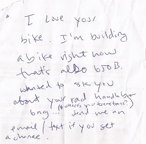 A note for my bike