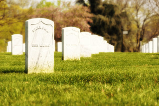 Row of tombstones from the U.S.S. Maine Memorial at Arlington Cemetery in Washington, DC