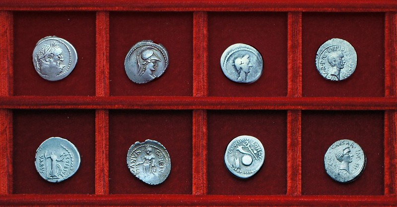 RRC 494-37,38,39 C.VIBIVS, L.MUSSIDIVS, Vibia, Octavian, Mussidia, RRC 495 LEPIDVS CAESAR Octavian Lepidus, Ahala collection Roman Republic