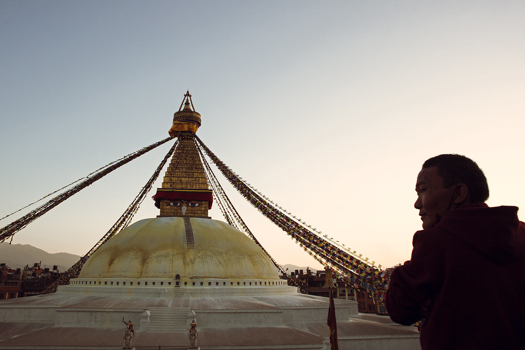 Travel Photography | Monk and Boudhanath Stupa | Kathmandu Valley | Nepal