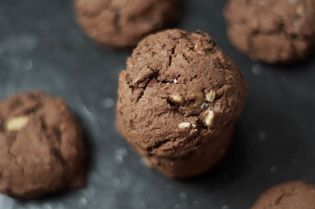 salted nutty double chocolate cookies