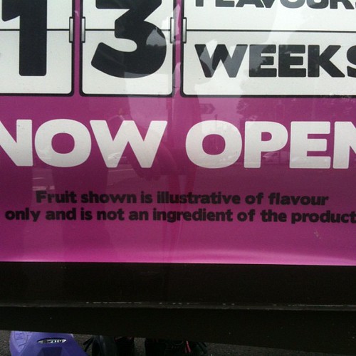 Fruit shown is illustrative of flavour only and is not an Ingrediant of the product #sign #fineprint