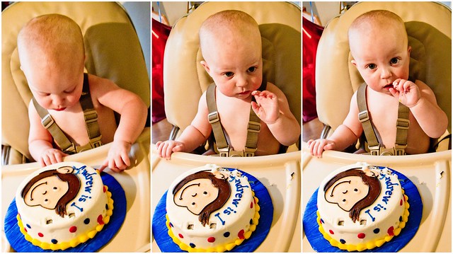 Baby Eating Curious George Cake