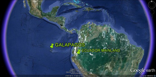 location of the Galapagos (via Google Earth)
