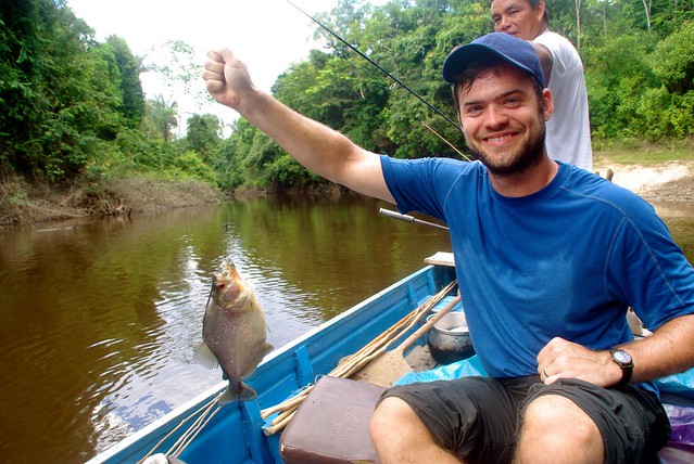 fishing for pirhanas in amazon