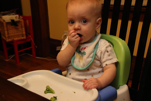 Luke eating broccoli