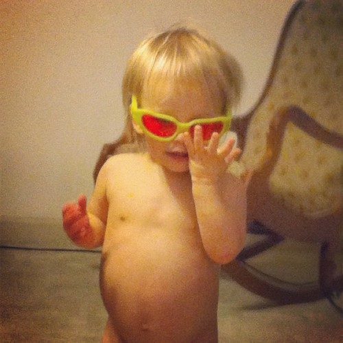 Sometimes a girl just needs to run around in her birthday suit and some 3D glasses. Don't judge.