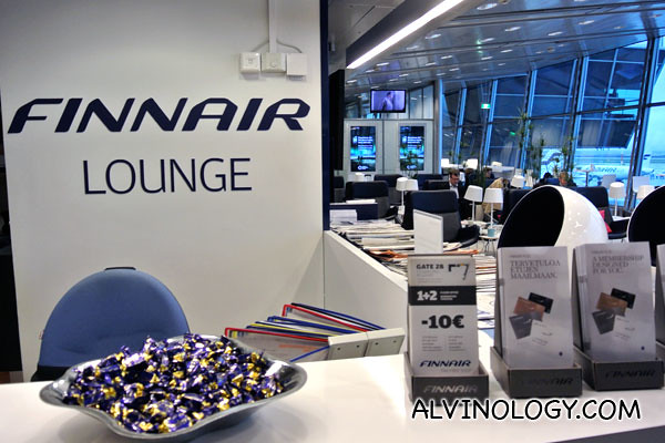 The lovely Finnair Lounge at Helsinki-Vaanta Airport 