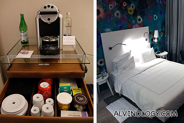 Coffee machine and bed 