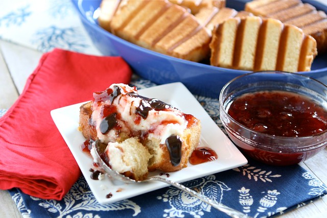 Grilled Pound Cake with Strawberry Sauce & Ricotta Cream 002