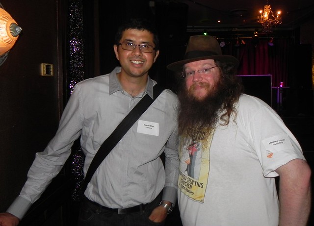 Neerav Bhatt (left) and Matthew Powell (right) - 2012 Australian Technology Media Christmas party