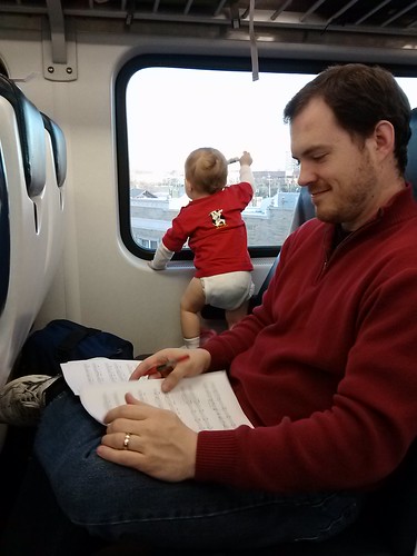 playing on the train