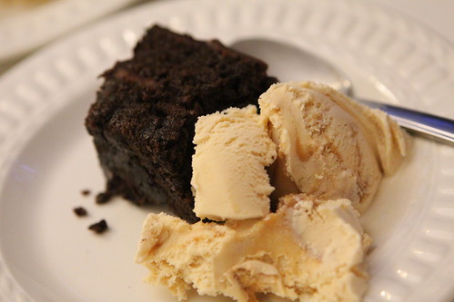 Leftover Chocolate Cake with Dulce de Leche Ice Cream