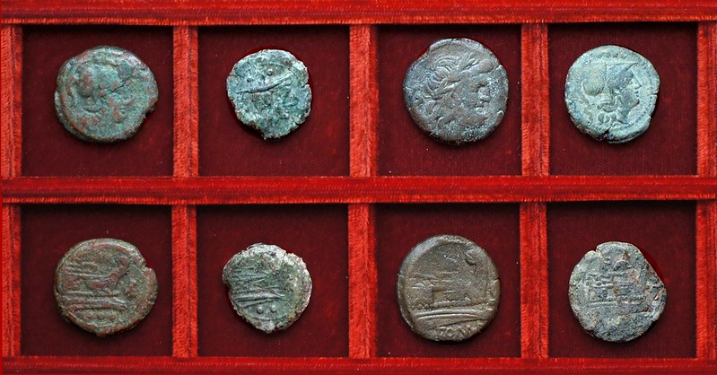 RRC 159 fly bronzes, RRC 160 dolphin third series bronzes, Ahala collection, coins of the Roman Republic