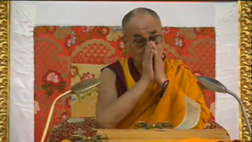 His Holiness the Great 13th Dalai Lama making initial universal prayers, 18 Great Stages of the Path Commentaries, webcast, Dharamasala, India by Wonderlane
