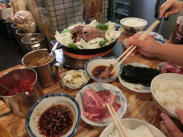 In our popular ”DARUMA” Jingisukan Barbecue Restaurant (Sapporo, Hokkaido, Japan)