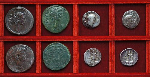 RRC 535 CAESAR DIVOS IVLIVS Octavian Julius Caesar, RRC 536 M.ANT IMP TER Antony, Ahala collection Roman Republic