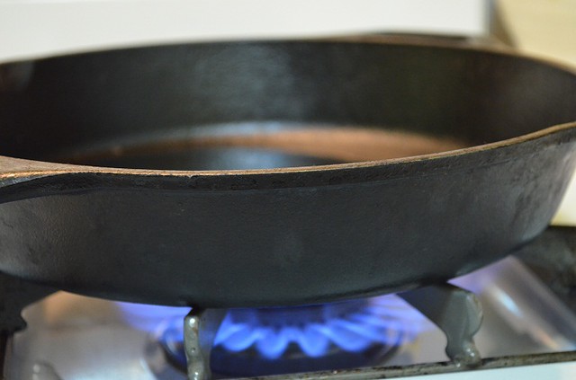 heat the cast iron pan