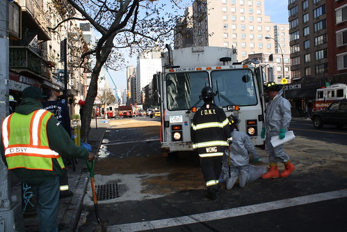 Sanitation truck leak at 11 St. and 3 Ave.