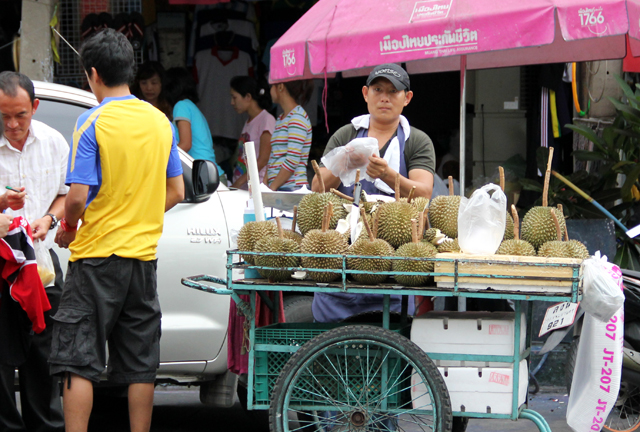 Durian cart vendor on the streets of Bangkok