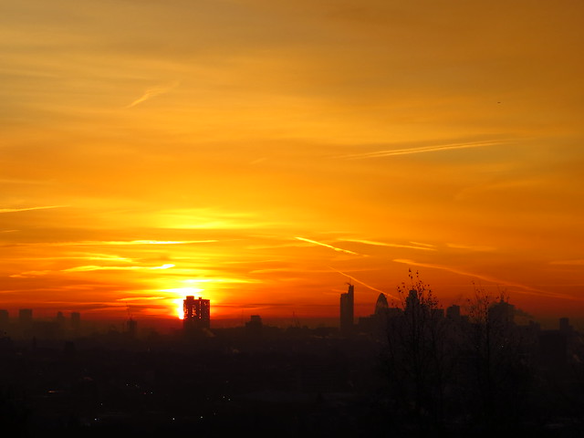 Sunrise over London seen From Parliament Hill