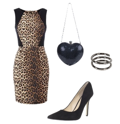 Miranda Kerr wearing leopard print dress and black pumps