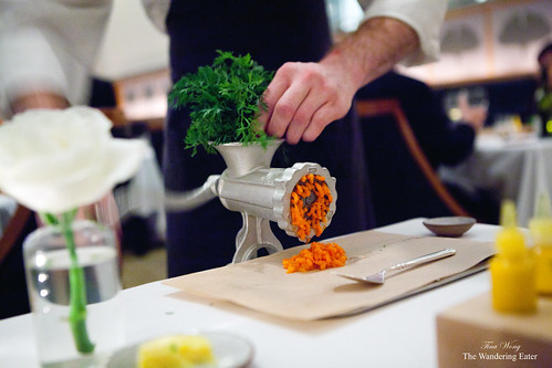 Carrot tartare, tableside