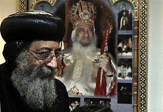 Bishop Tawadros, 60, soon to be Pope Tawadros II  greets well-wishers, not shown, after being named the 118th Coptic Pope in the Wadi Natrun Monastery complex northwest of Cairo, Egypt, Sunday, Nov. 4, 2012. by Pan-African News Wire File Photos
