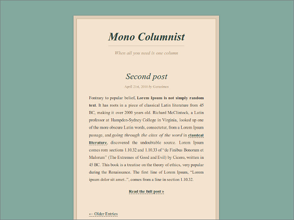 Mono Columnist Free WordPress Theme