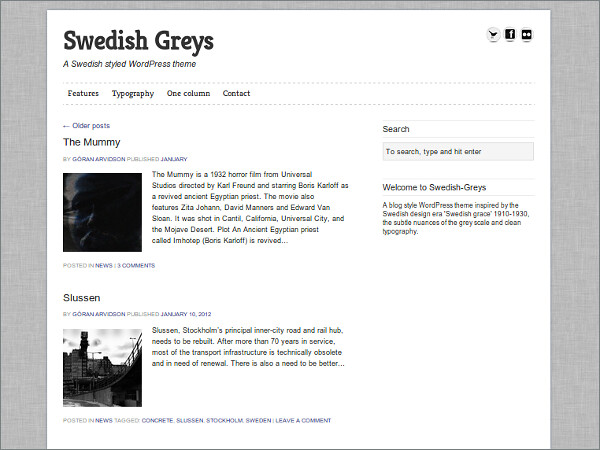 Swedish Greys Free WordPress Theme