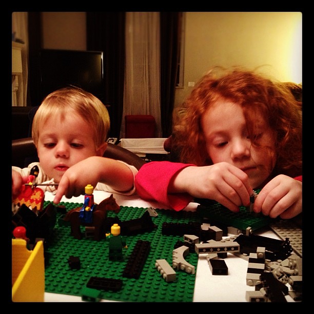 Yeah. The Legos are out again. #lego #siblings #funtimes