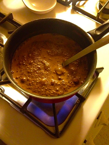 hot cocoa on stove