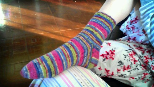 Sideview of First Knitted Sock
