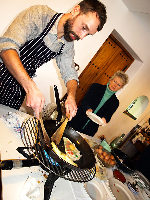 Tom Ryalls cooking Briks, Las Chimeneas, Andalucia