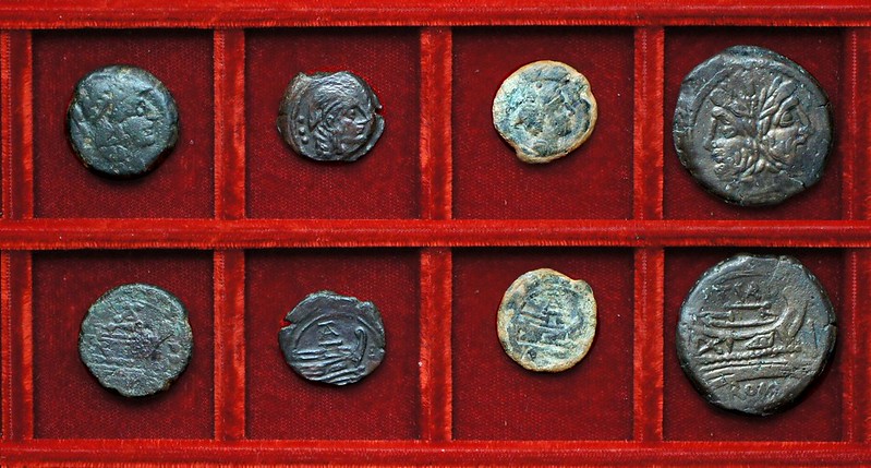 RRC 192 TA or AT bronzes, RRC 193 TVRD Papiria As, Ahala collection, coins of the Roman Republic