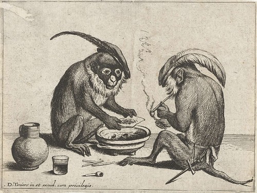 Twee apen roken pijp, Quirin Boel, 1635 by peacay